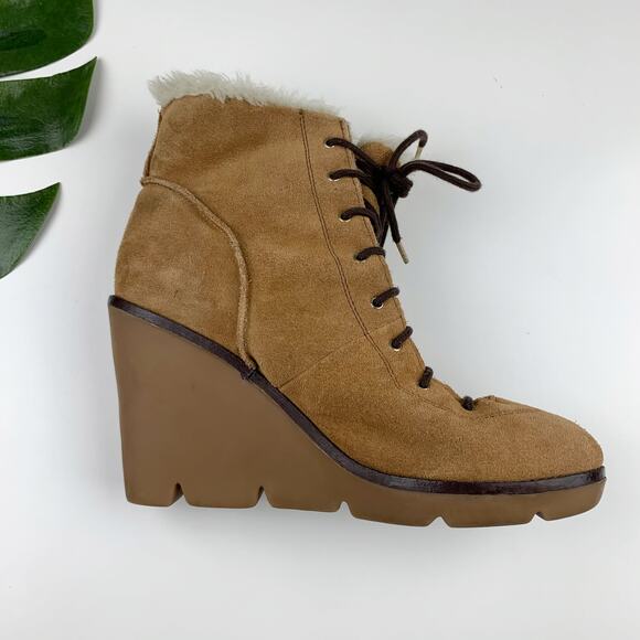 Michael Michael Kors Ankle Boots Wedge Heel Booties Tan Suede Women's 10 - Picture 8 of 12